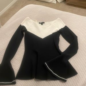 Ann Taylor Black and White Peplum Sweater